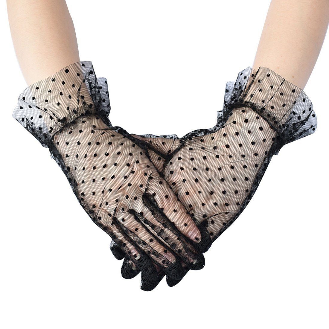 SRRINM Abendhandschuhe Sexy Mesh Dot Handschuhe