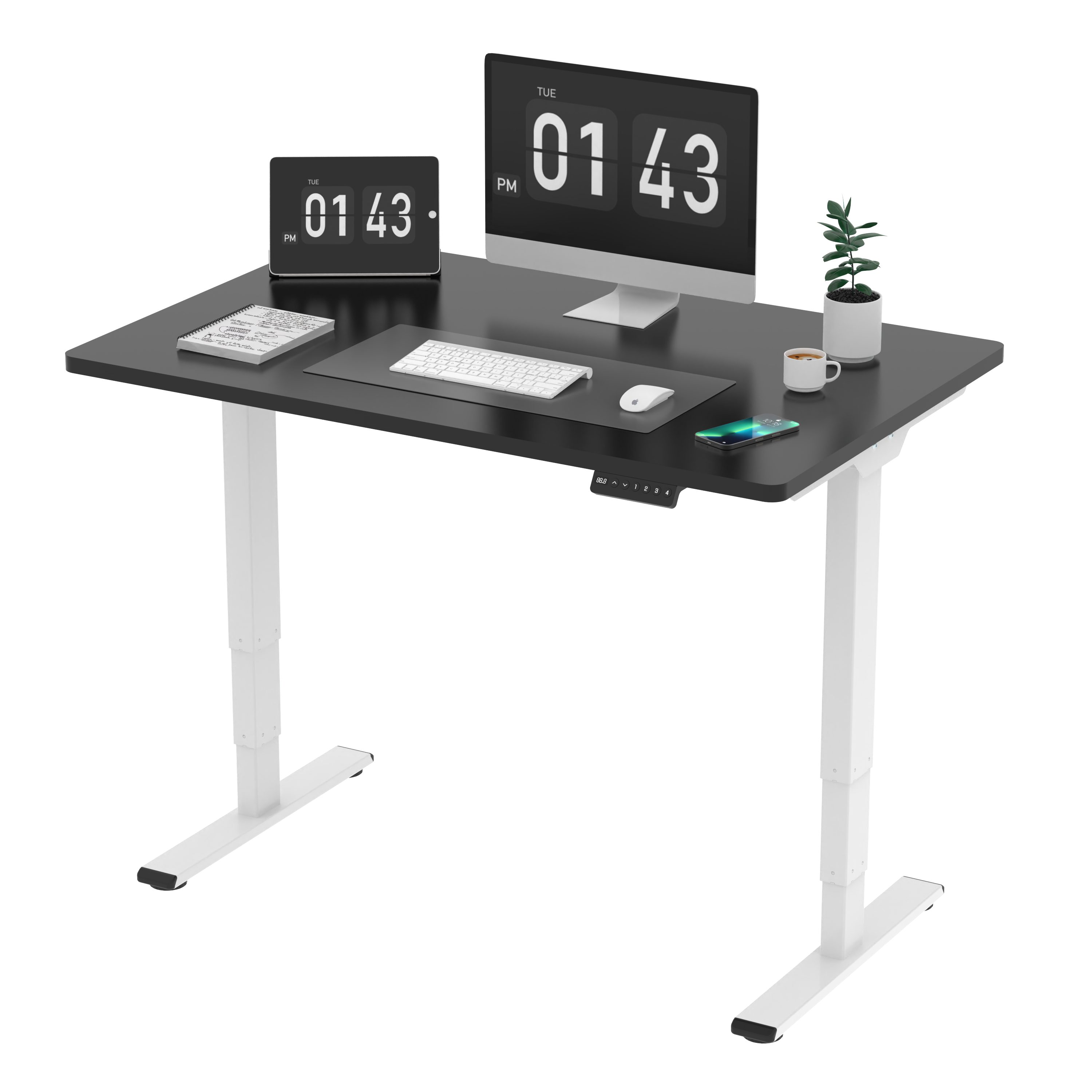Tischplatte), inkl. Praktische Schreibtisch, | ET365 3-Fach-Teleskop, SANODESK (Höhenverstellbarer Tastatur Schreibtisch schwarz weiß