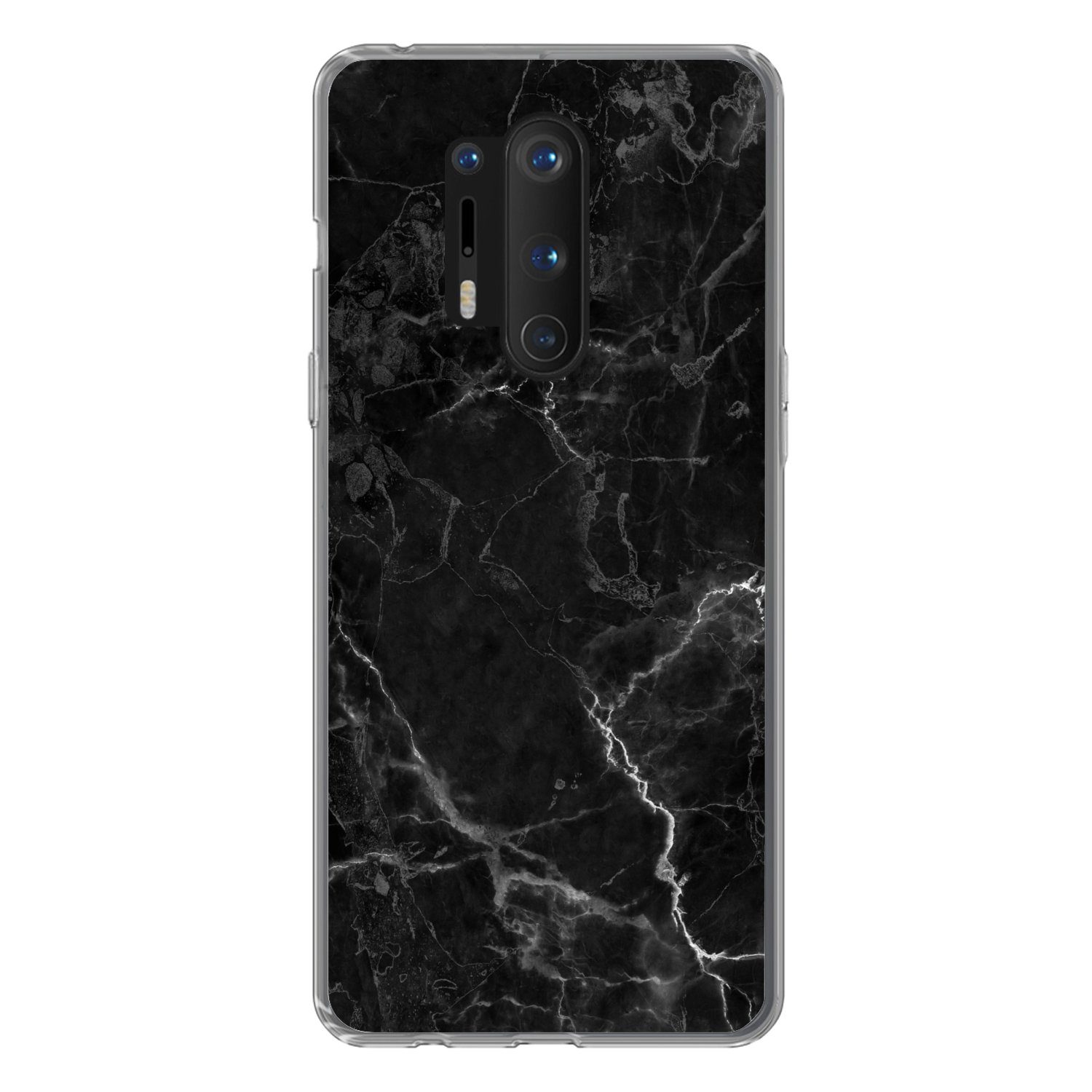 MuchoWow Handyhülle für OnePlus 8 Pro Marmor - Schwarz - Weiß - Textur - Marmoroptik, Phone Case, Silikon, Schutzhülle Dünn