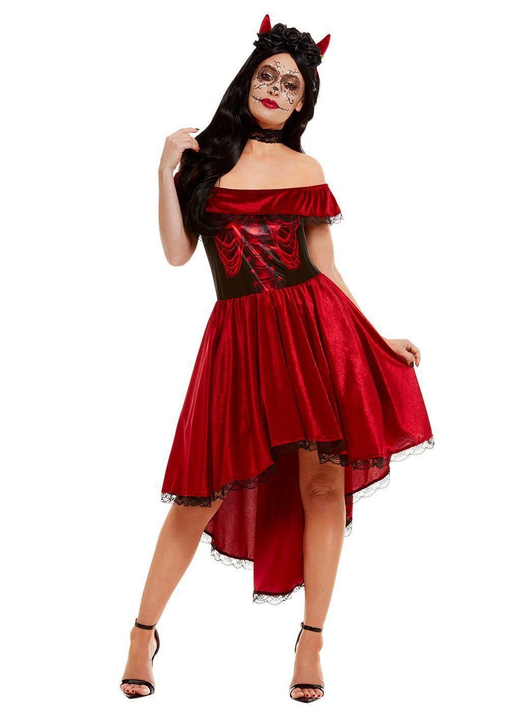 Smiffys Teufel-Kostüm Tag des Teufels, Höllisch rotes Dia de los Muertos-Kl günstig online kaufen