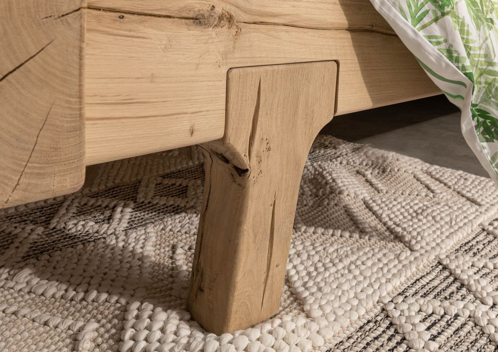 Massivmoebel24 Massivholzbett (Balkenbett Eiche 140x200 natur geölt OAK HEART #01), Balkenbett Eiche 140x200 natur geölt OAK HEART #01