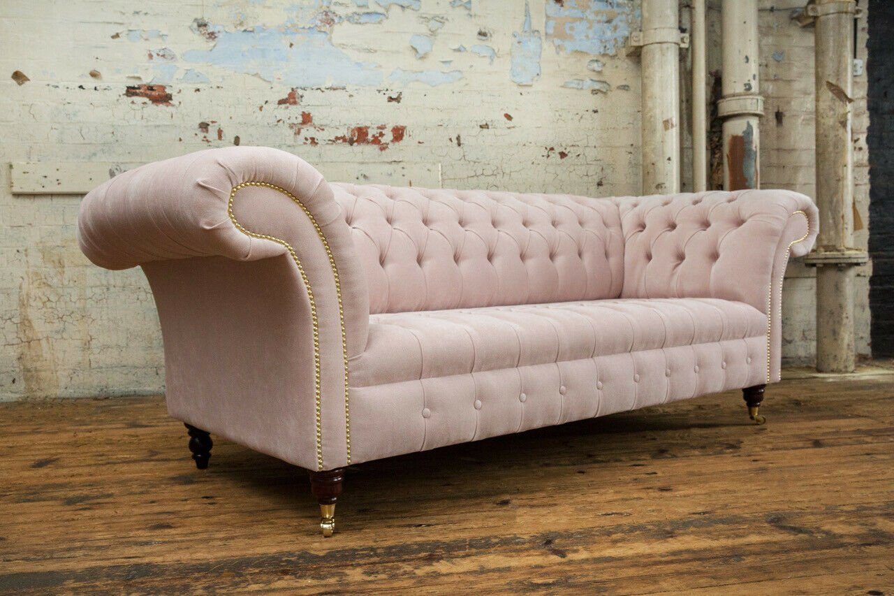 JVmoebel Chesterfield-Sofa Chesterfield Textil Polster xxl Rückenlehne Couch Knöpfen. Sofa mit Sitz couchen Stoff, big Die