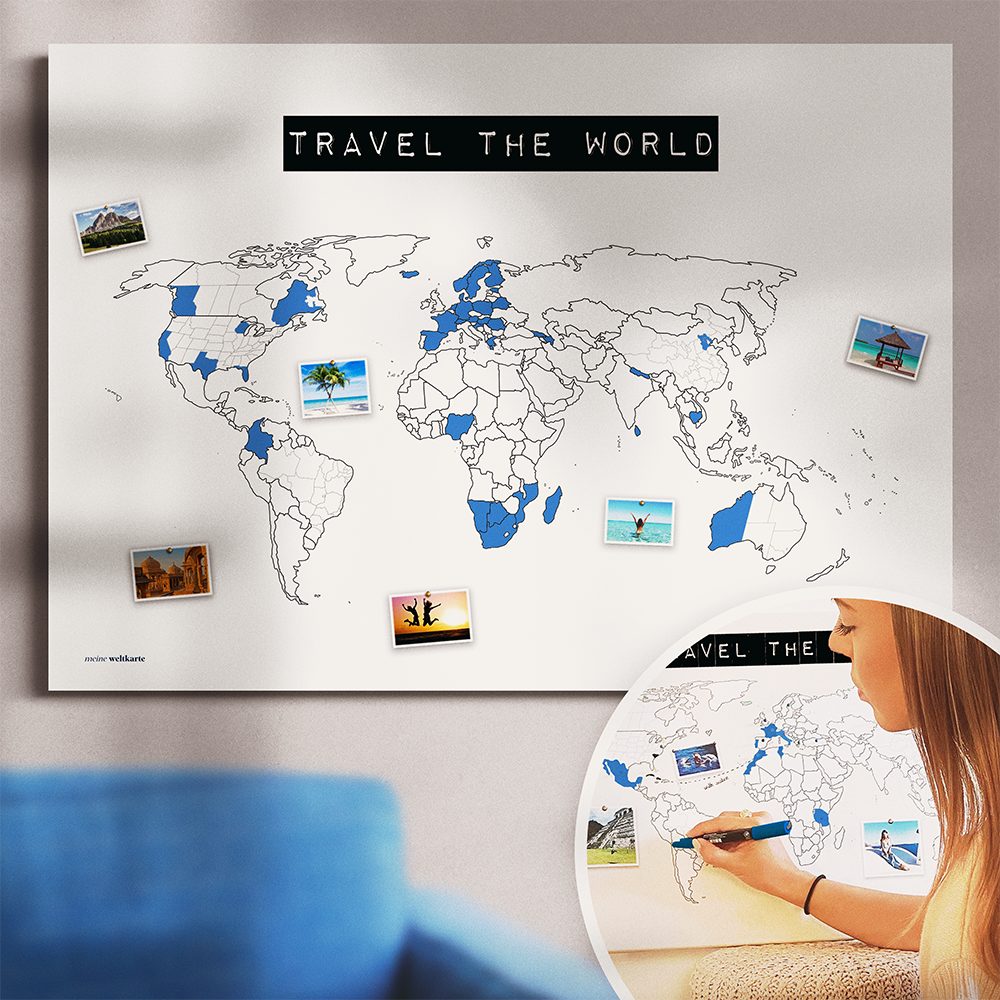 mw Leinwandbild Weltkarte Wandbild - Geschenk für Reisende - Travel the world #1