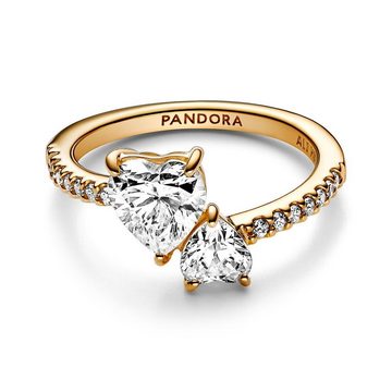 Pandora Fingerring PANDORA Damenring Doppeltes Herz aus Metalllegierung, gold