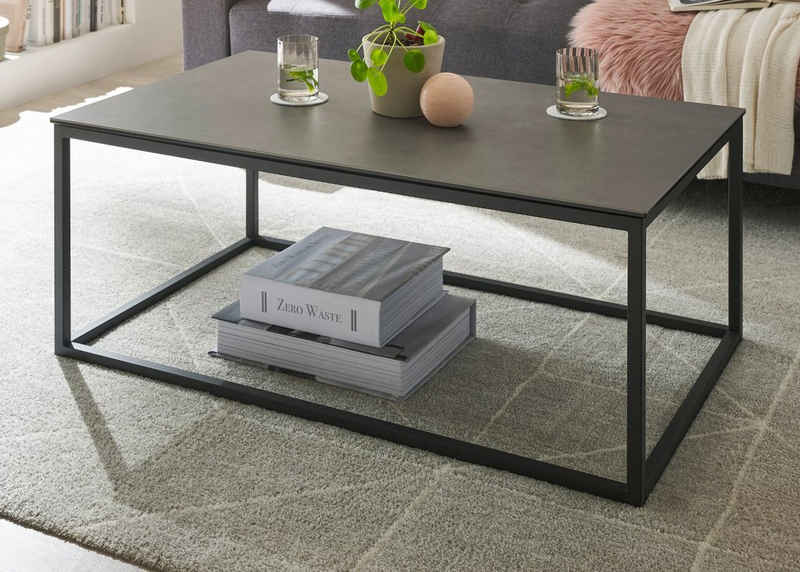 MCA furniture Couchtisch Varna (Wohnzimmertisch mit Keramik Tischplatte, 75x75 oder 100x60 cm), mit Metallgestell