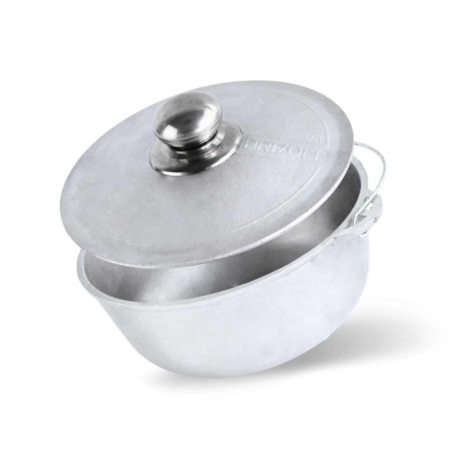 BIG-PAN Wok 8L Kazan Aluminiummit Bügel Deckel Schöpflöffel, Aluminium