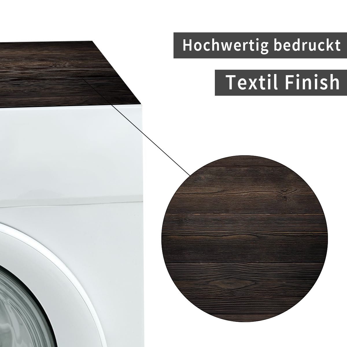 Tabletop Antirutschmatte Waschmaschinen-Auflage dunkle Holz-Optik rutschfest, waschbar, 1-St., Textil-Finish Gummi-Matte als Trockner Waschmaschinen-Unterlage – Bild 5 von 5