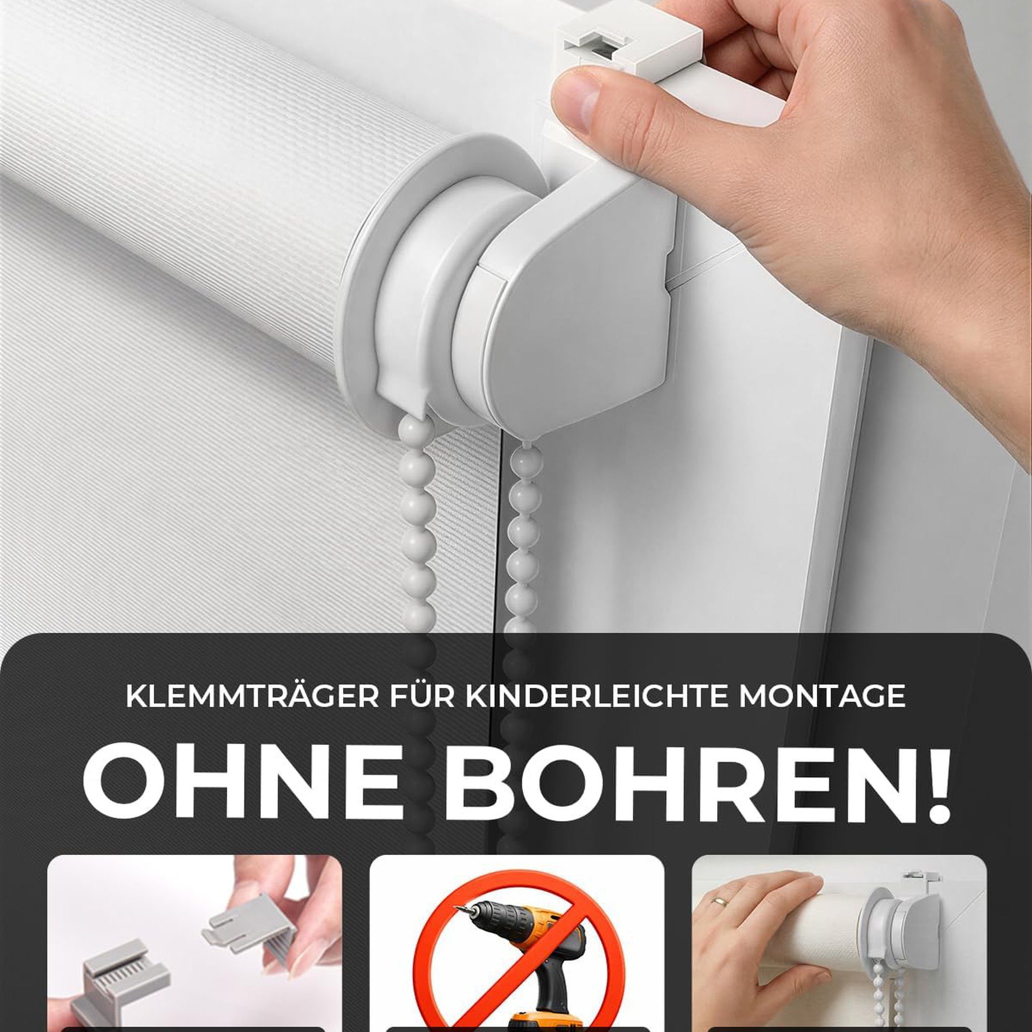 Verdunklungsrollo Klemmfix Tenebra Verdunkelungsrollo, 40 x 160 cm, weiß, Victoria M., blickdicht, ohne Bohren, in Führungsschienen, Klemmfix, Verdunkelung, Mit Magnet. energiesparend