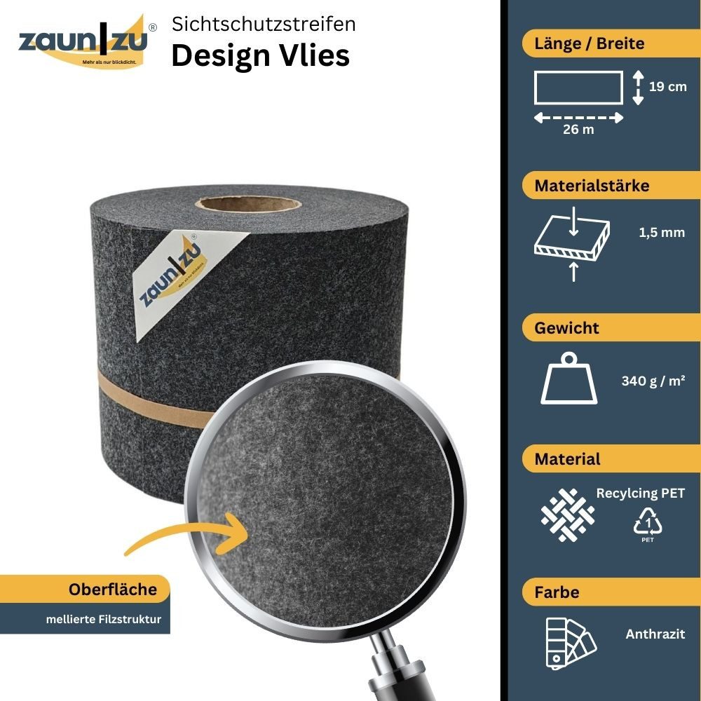 zaunzu Sichtschutzstreifen Design Vlies für Doppelstabmatten günstig online kaufen