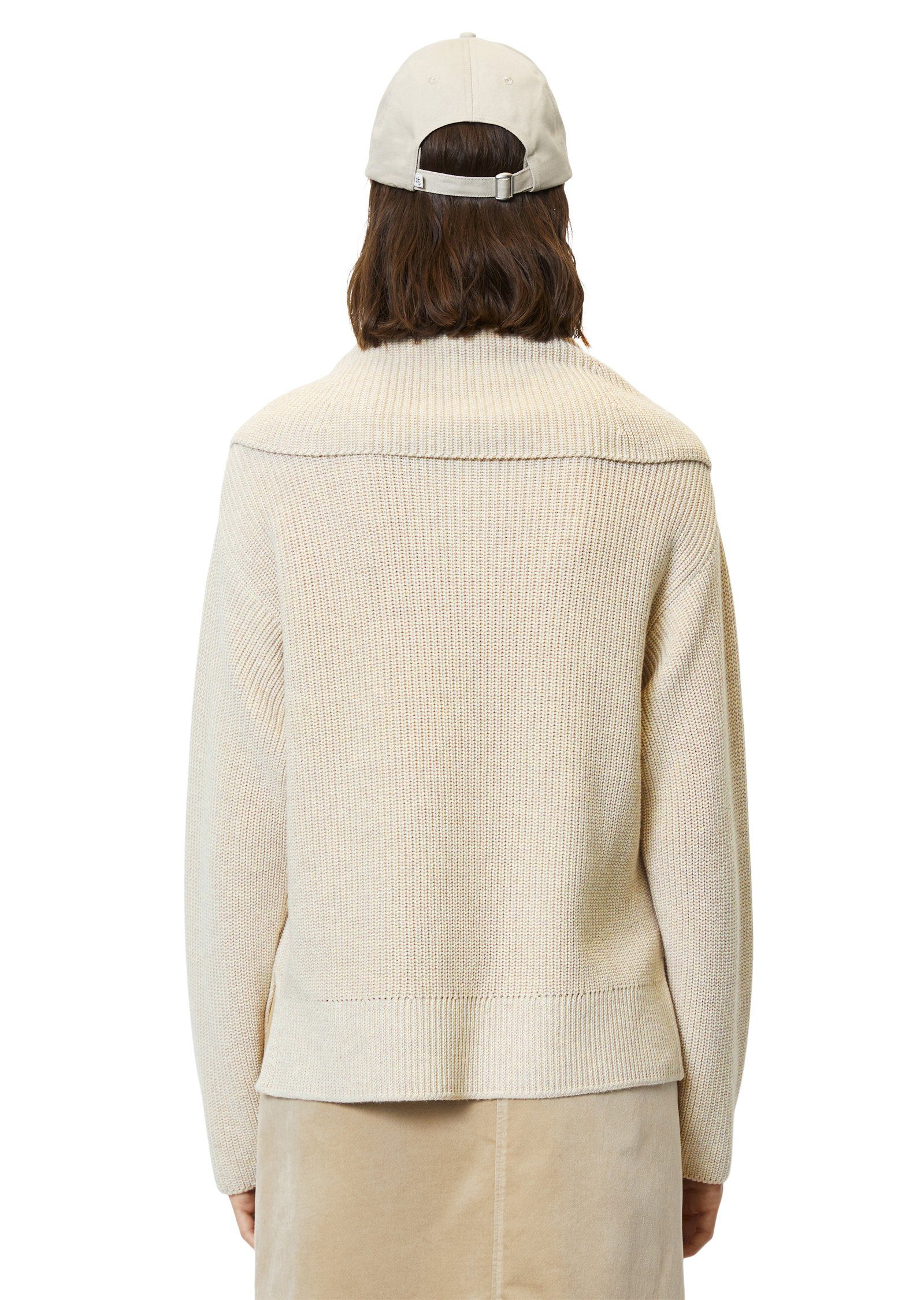 Seitennaht-Schlitzen beige mit Marc O'Polo Strickpullover