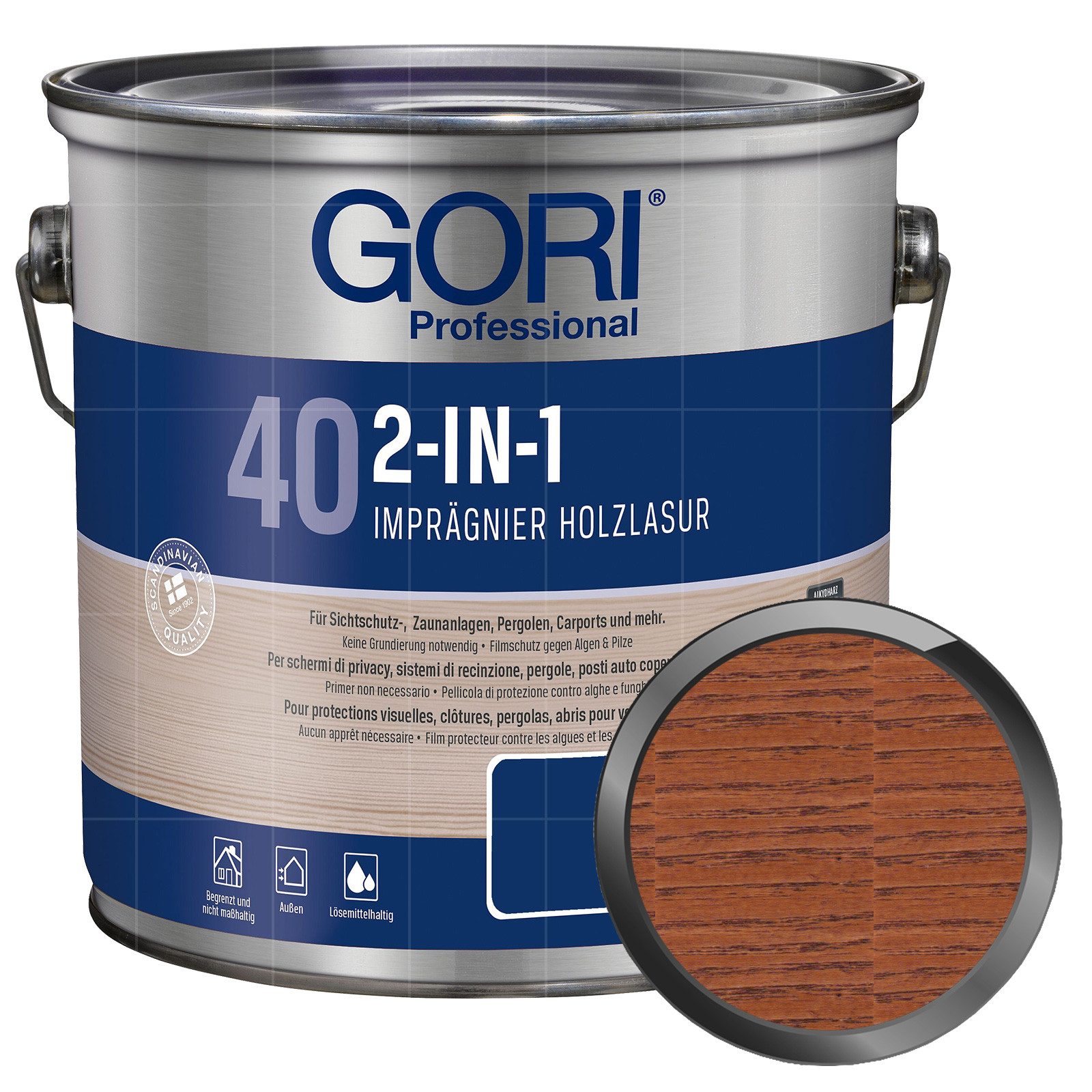 GORI Holzschutzlasur 40 2in1 Imprägnier Holzlasur - 5 Ltr