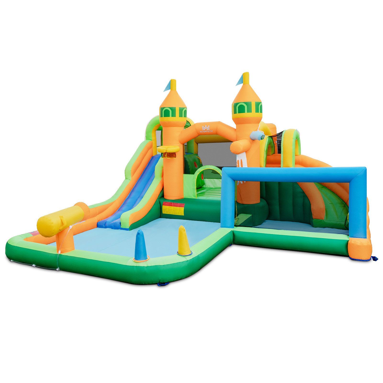 COSTWAY Hüpfburg, (1-tlg), Wasserpark mit Rutsche, Kletterwand, Tragetasche
