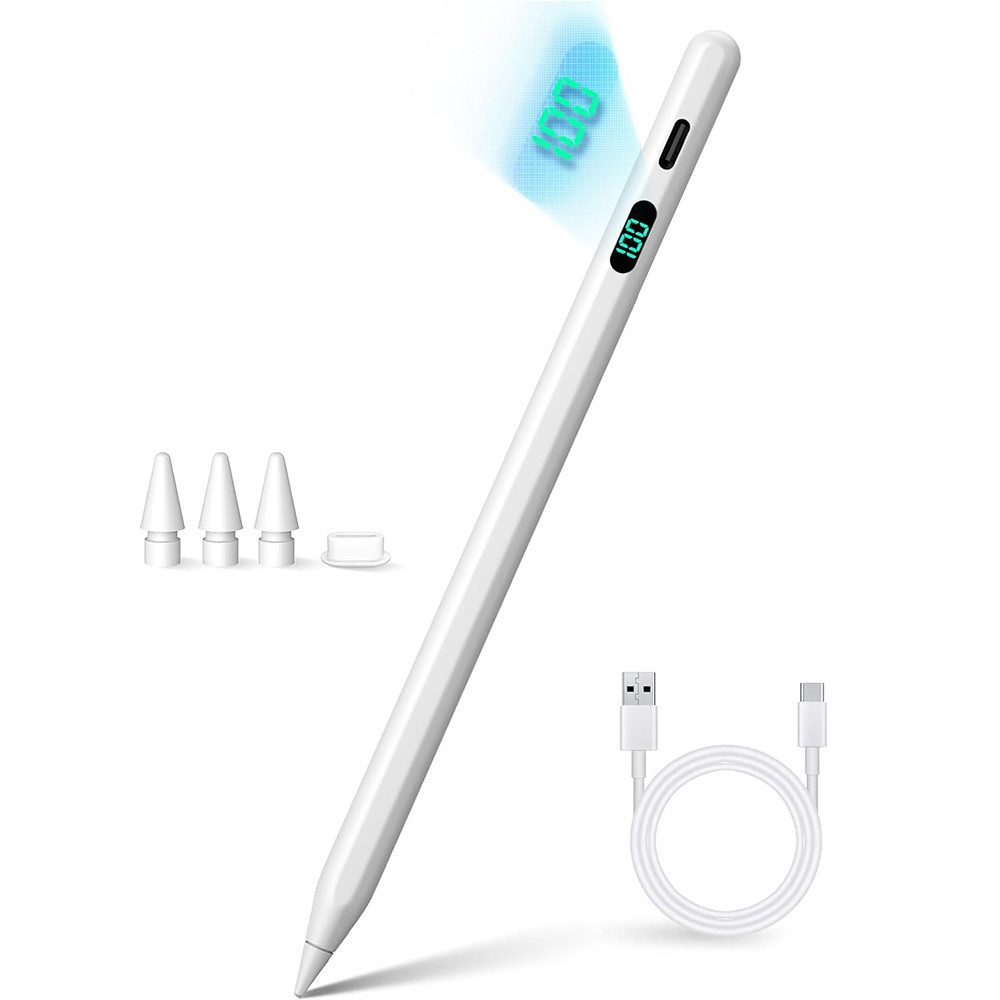 TUWENA Eingabestift Stift für iPad 2025–2018, mit 3 Ersatzspitzen, Schnelles Aufladen Für iPad 11th A16/10/9/8/7/6, Air 11/13 M2/M3, Pro 11/13 M4, Air 5/4/3
