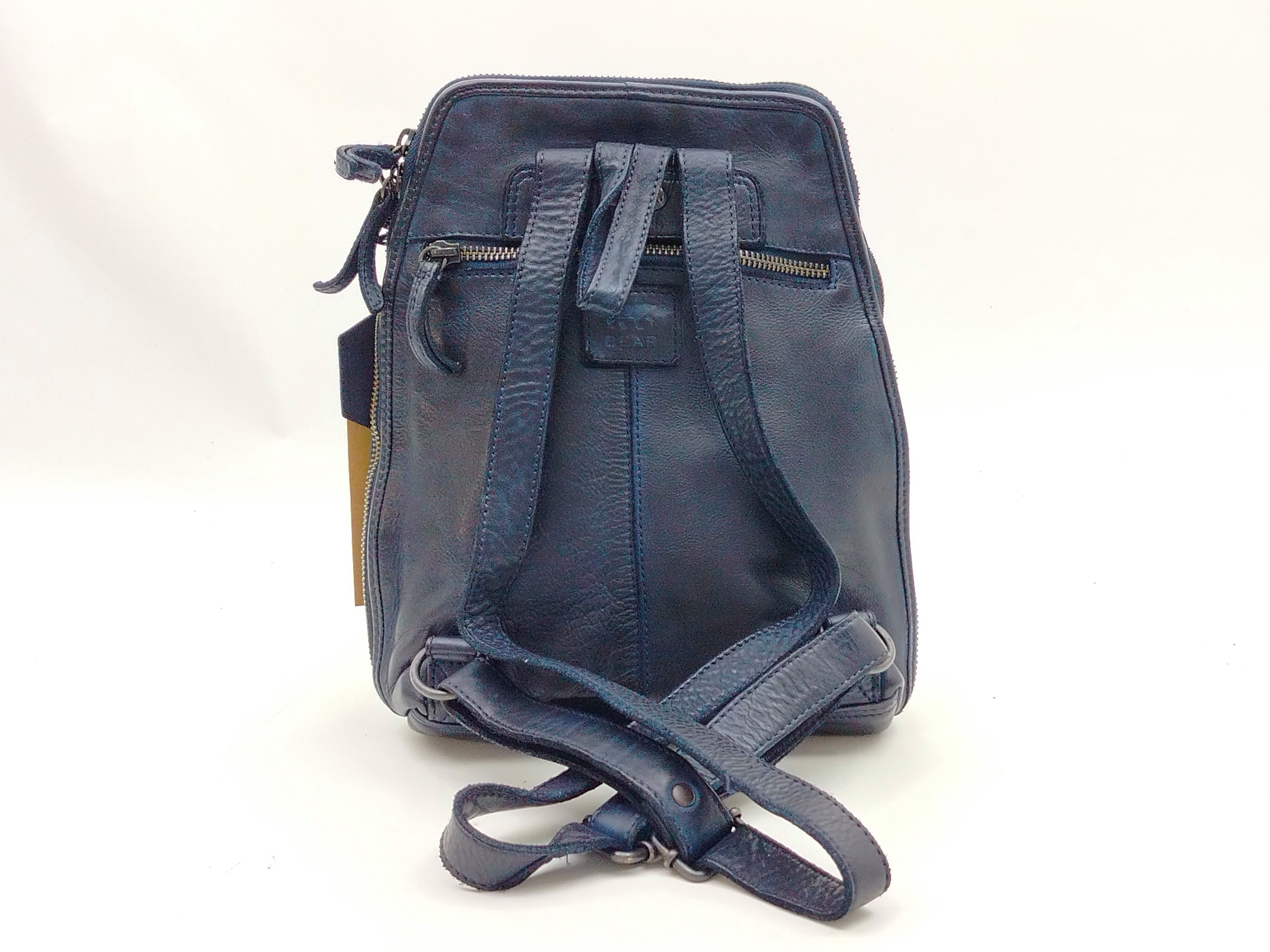 Bear Design Cityrucksack BearDesign hochwertiger Lederrucksack dunkelblau