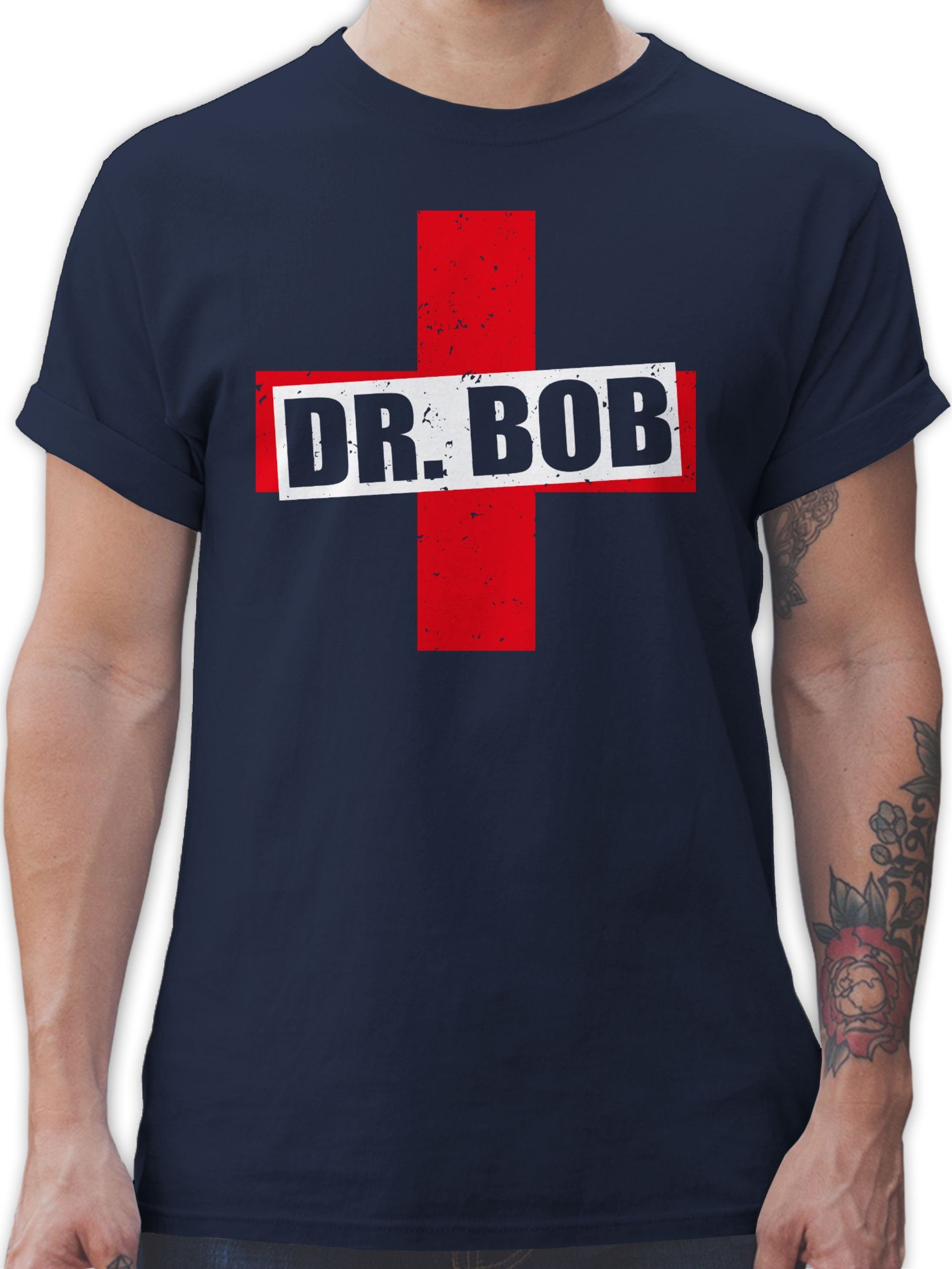 Shirtracer T-Shirt Dr. Bob Kostüm Kreuz Karneval Outfit 1 Navy Blau