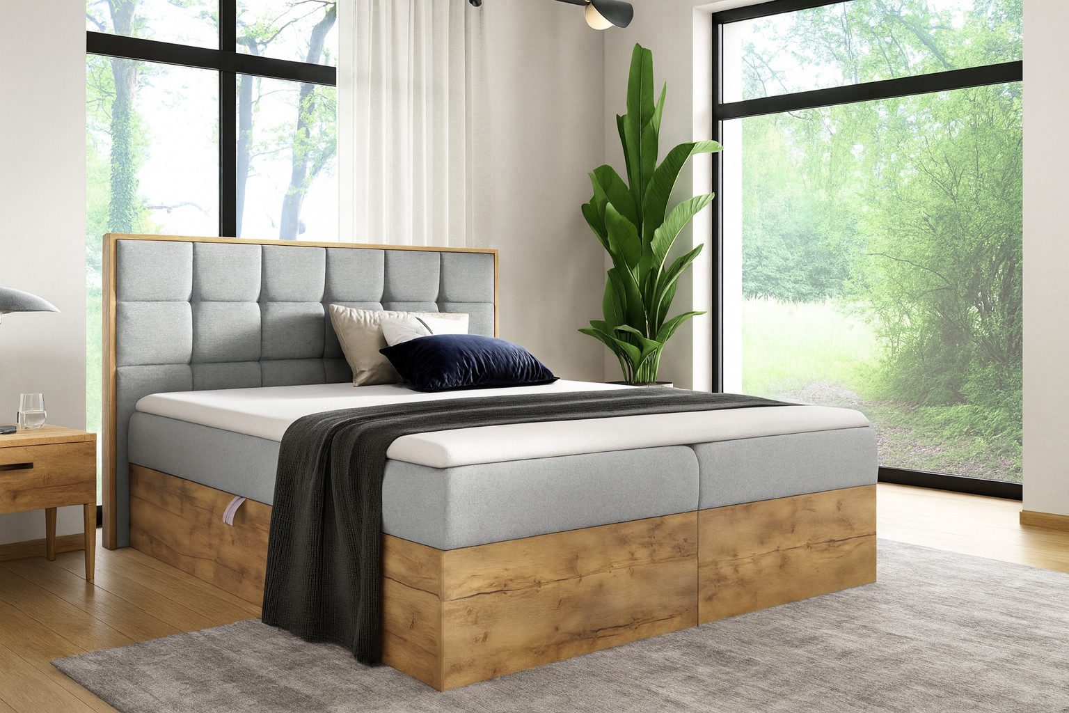 AN FURNITURE STORE Boxbett BORIS mit Bettkästen inkl. Topper und Matratze (Stauraum), Boxspringbett, Kompletbett
