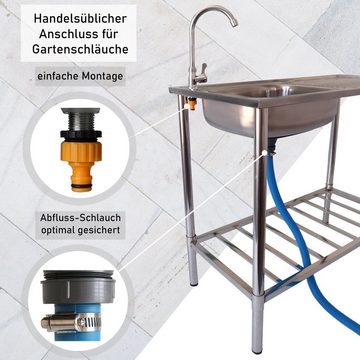 Jürgen Westerholt GmbH Waschtisch-Set, (1-St), Outdoor Edelstahl Waschtisch mit Armatur