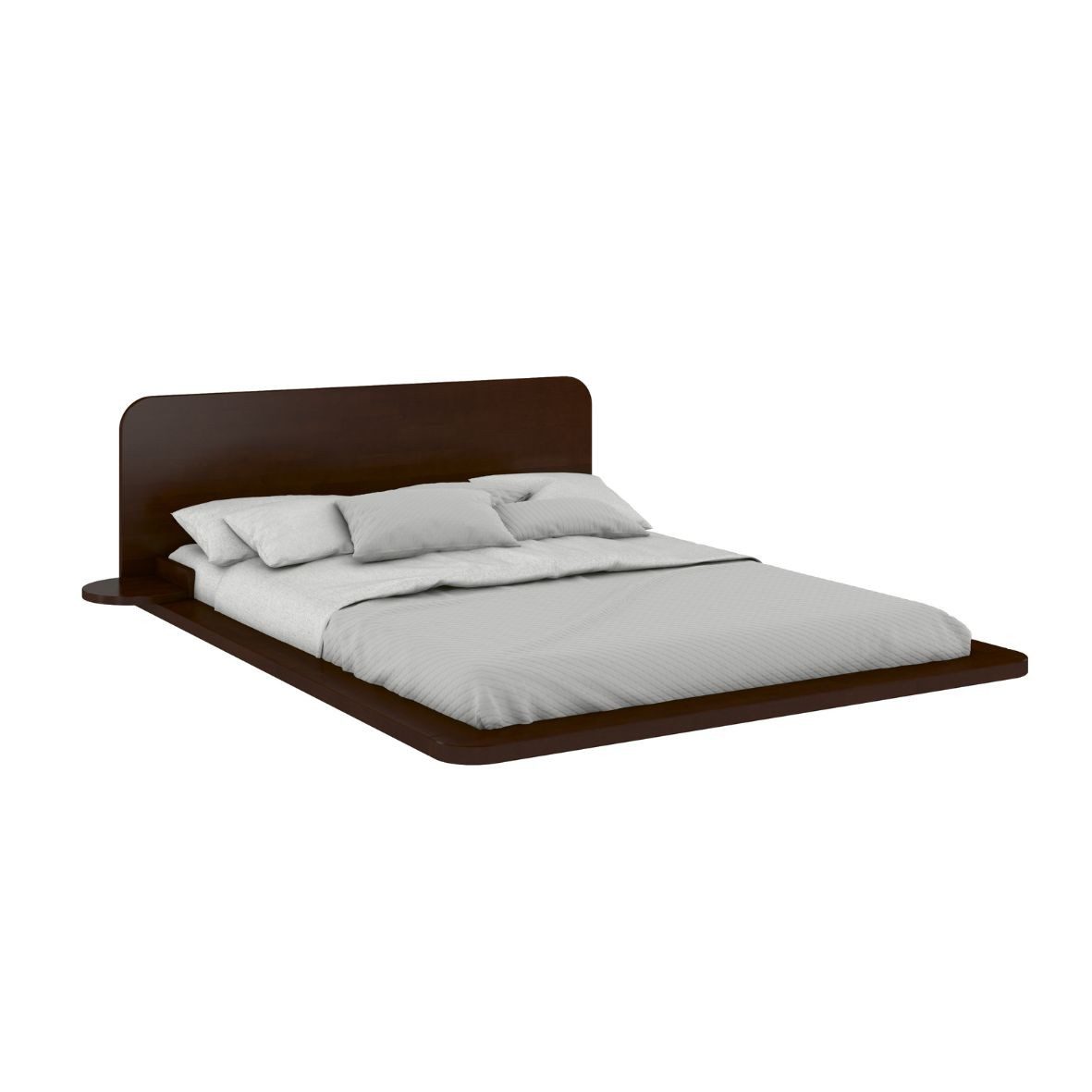 Skandica Holzbett Japandic (Buchenbett mit schwebender effekt), mit 2 integrierten Ablagen, 140/200, Buche - lackiert, Wengefarbe