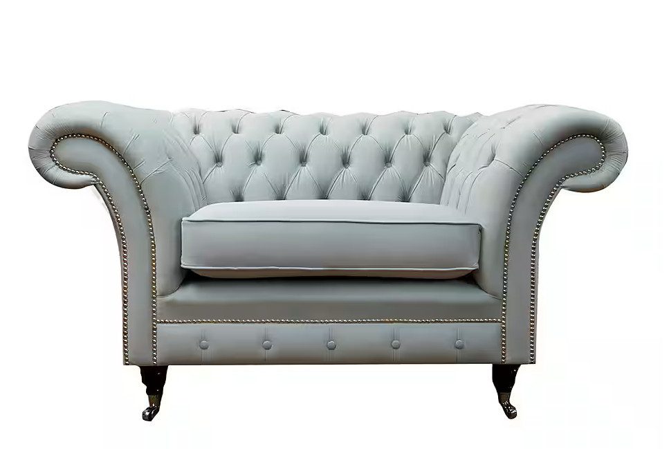 Xlmoebel Chesterfield-Sessel Grauer Textil-Sessel im Chesterfield-Stil für modernes Wohnen (Chesterfield Sessel), Hergestellt in Europa