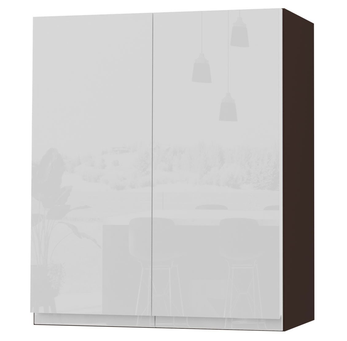 Feldmann-Wohnen Klapphängeschrank Florence (W3/60, 2-türig, 2 Einlegeböden, 1-St., puristische, grifflose Optik, lackierte Fronten, B/T/H 60x32,5x72cm) Lava / RAL 9003 signalweiß HG