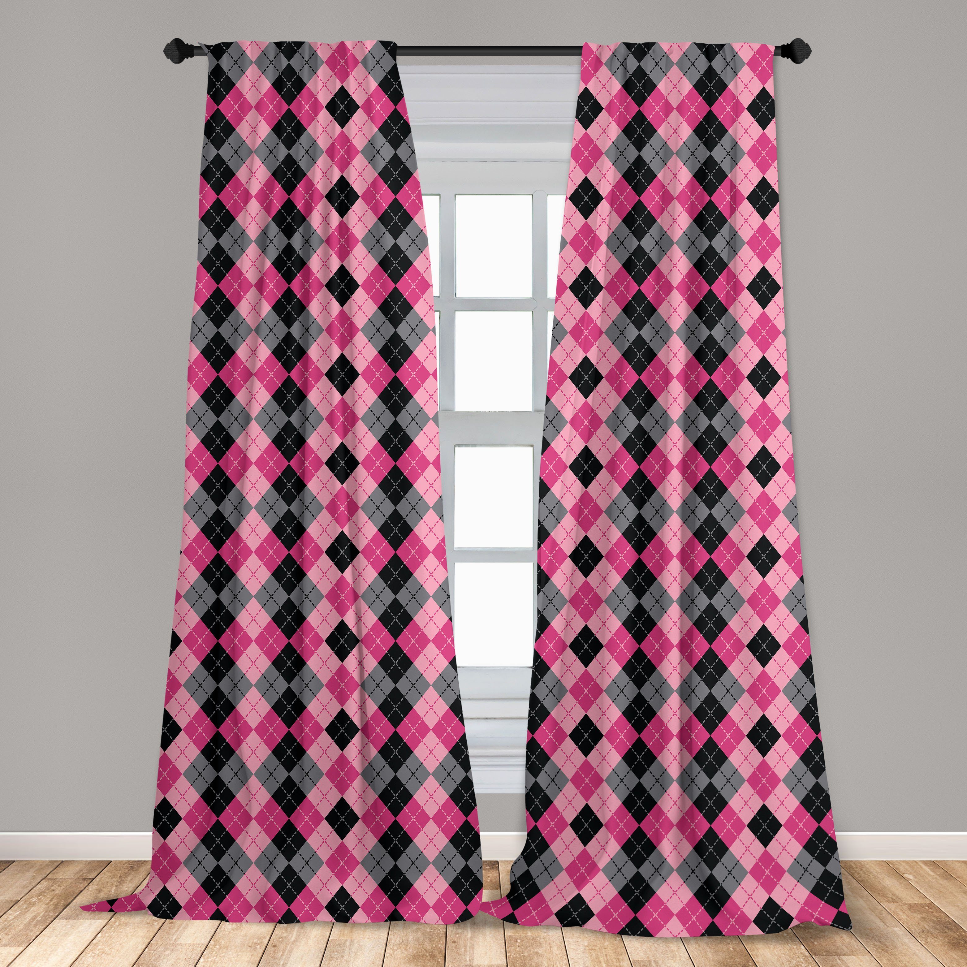 Gardine Vorhang für Wohnzimmer Schlafzimmer Lutschtabletten Microfaser, Abakuhaus, und Dekor, Diamanten rosa-Grau