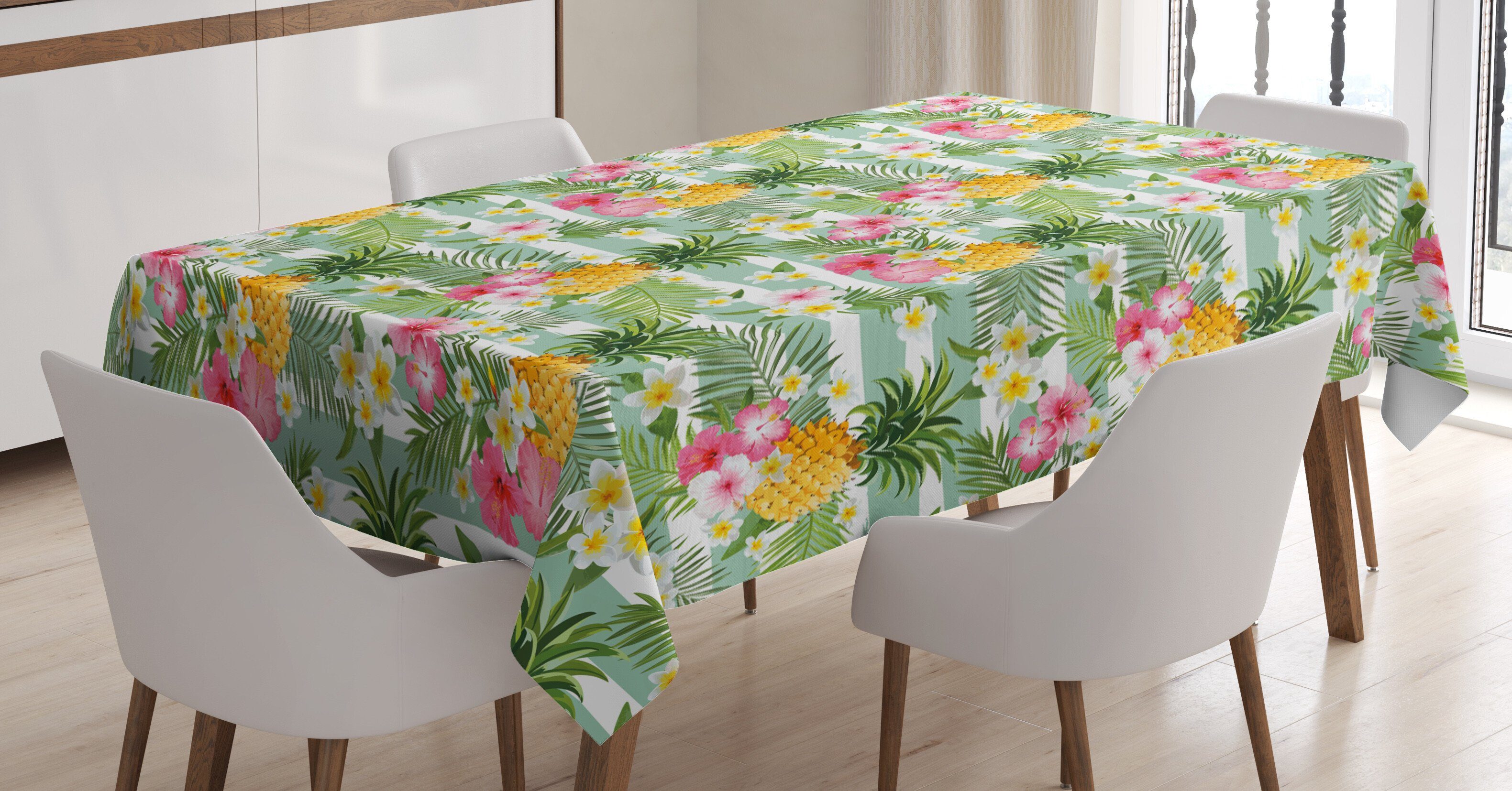Abakuhaus Tischdecke Farbfest Waschbar Für den Außen Bereich geeignet Klare Farben, Früchte Tropische Pflanzen Botany