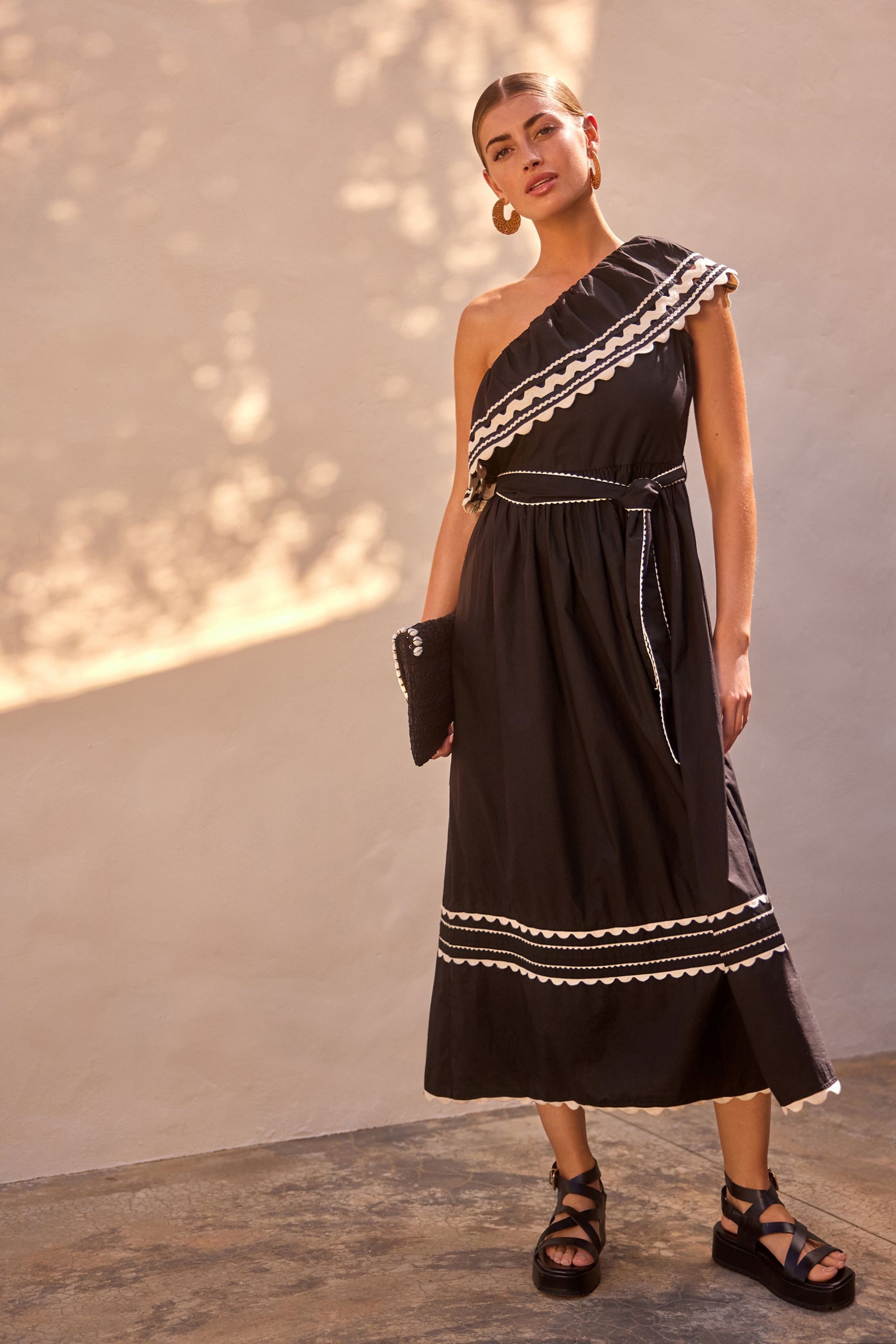 Next One-Shoulder-Kleid Einschulteriges Rik-Rak-Sommerkleid (1-tlg) günstig online kaufen