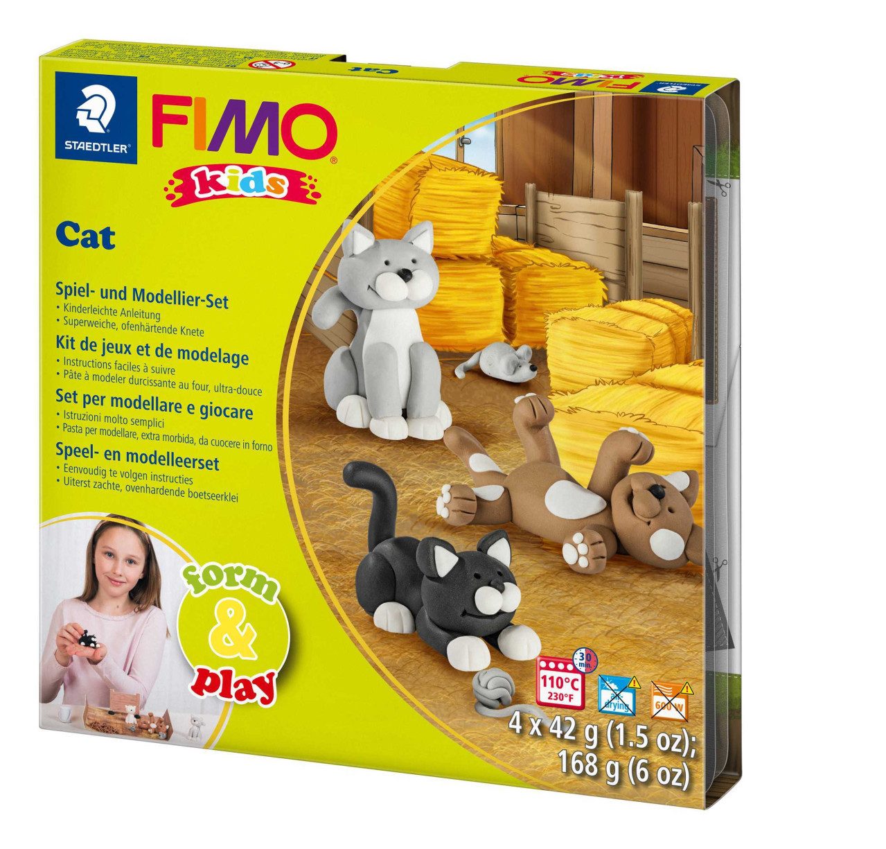 STAEDTLER Bastelfilz Staedtler Fimo Kids Spiel- und Modellier-Set Cat 4