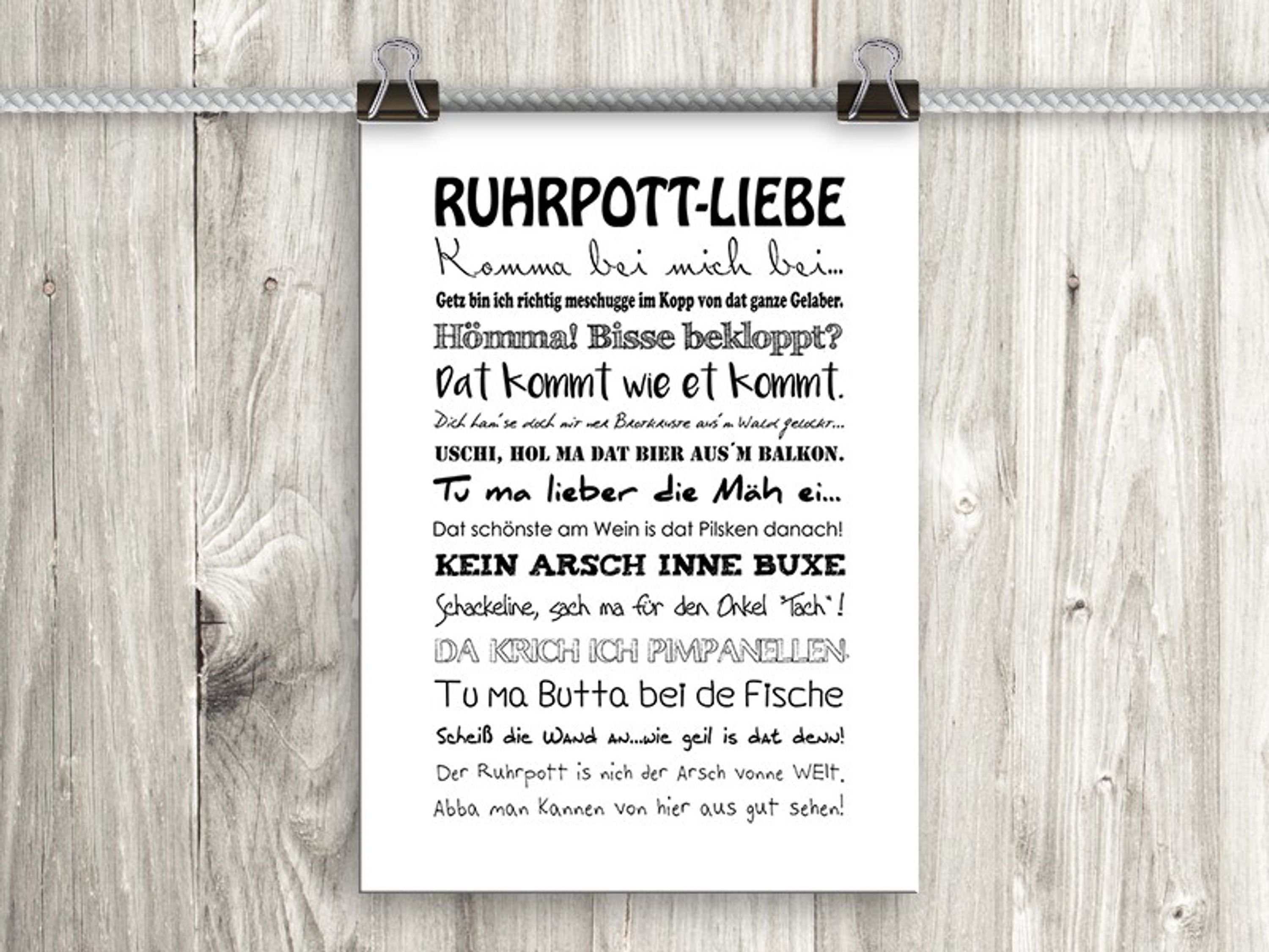 artissimo Poster Poster mit Spruch DinA4 Bild Wandbild Sprüche Text Ruhrpott Ruhrgebiet, witzige Zitate und Sprüche: Ruhrgebiet