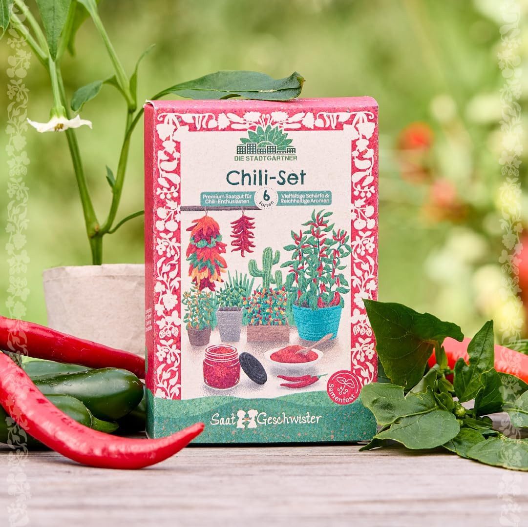 Die Stadtgärtner Gemüsesamen Saatgut-Set mit 6 Chili-Sorten, Tolles Garten- günstig online kaufen