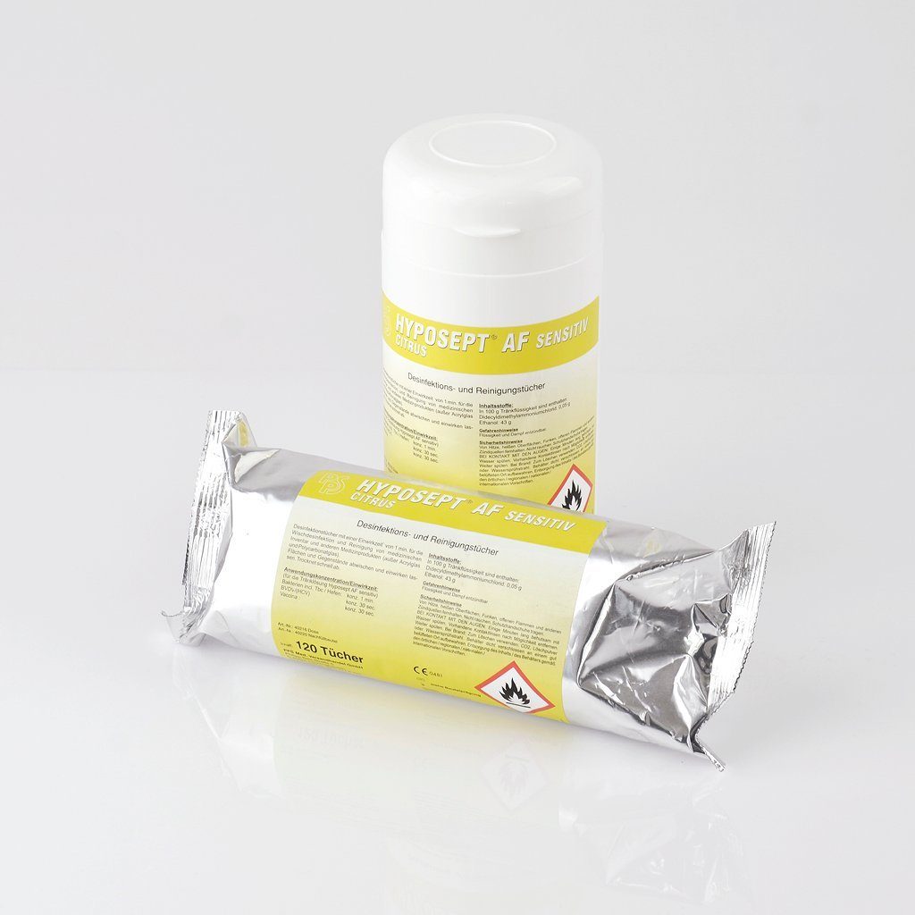 Hyposept Hyposept® AF sensitiv Tücher, Nachfüllbeutel, versch. Düfte, 120 Stück Oberflächen-Desinfektionsmittel (Citrus Duft)