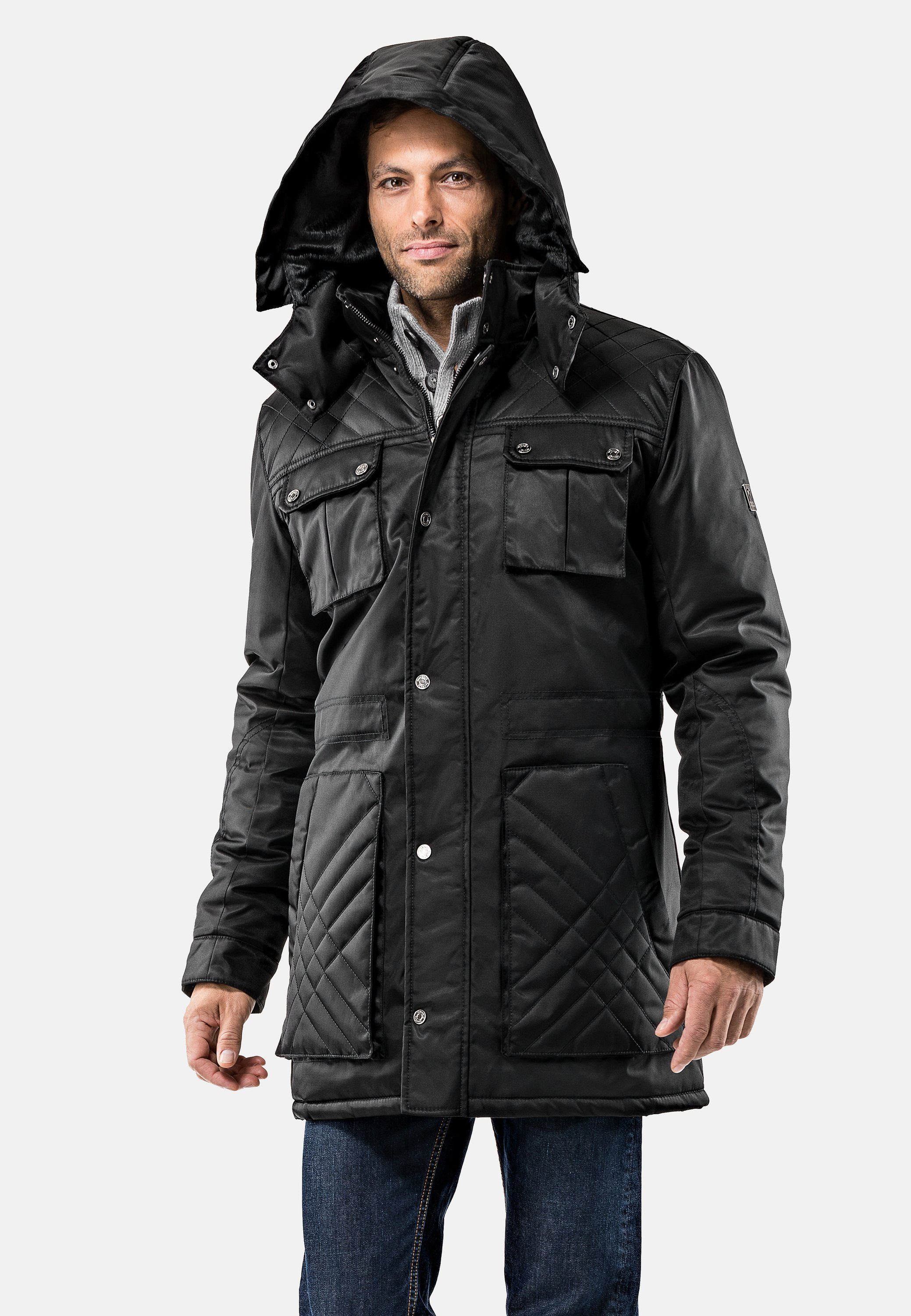 Vincenzo Boretti Winterjacke Stehkragen mit abnehmbarer Kapuze günstig online kaufen