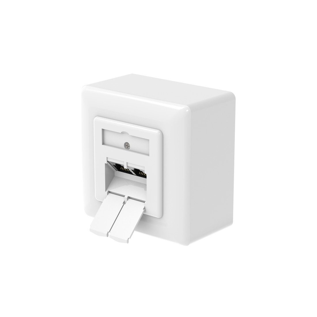 Hama Netzwerkstecker Netzwerkdose, CAT 6a, 10 Gbits, geschirmt, 2 Ports, Aufputz, Unterputz, (3-St)