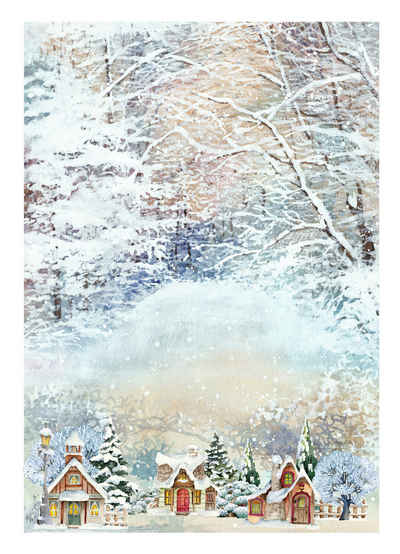 Renkalik Seidenpapier Motiv-Strohseide Snowtime, 45 cm x 32 cm