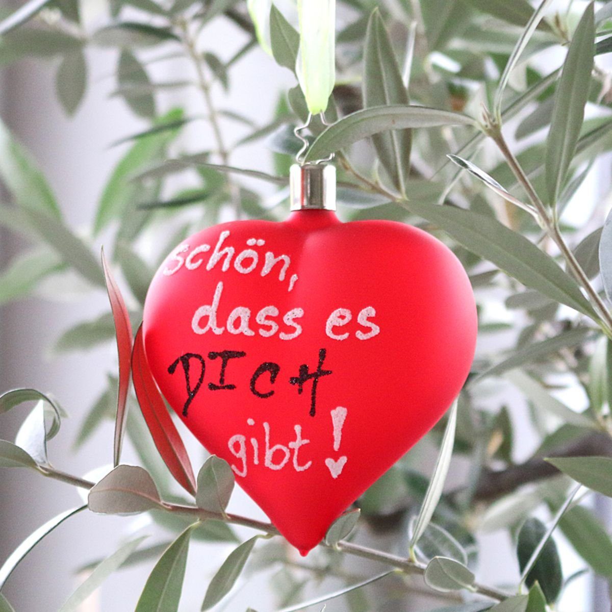INGE-GLAS® Christbaumschmuck INGE-GLAS Glas-Hänger Herz SCHÖN DASS ES DICH GIBT (1-tlg)