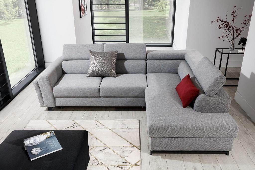 JVmoebel Ecksofa, Wohnlandschaft Ecksofa Sessel Sofa Modern Set Garnitur grau Form L