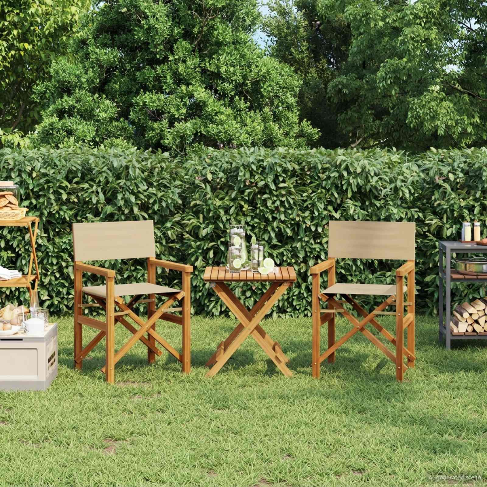 vidaXL Gartenstuhl Esszimmerstuhl Braun und Beige 56 x 54 x 87 cm Massivholz (1 St)