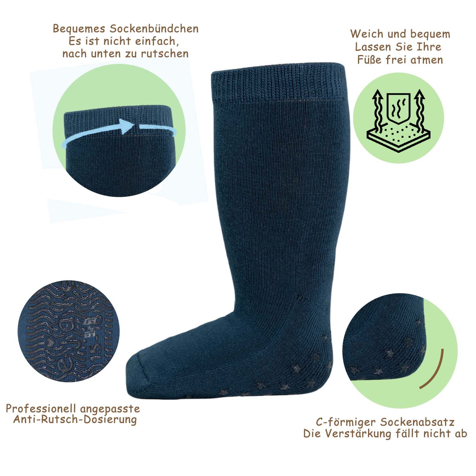 Mejale Kurzsocken Babysocken Jungen Mädchen Kurzsocken Anti Rutsch 3 Paar Baumwolle (Set, 3-Paar, 3 Paar) Wellenförmige Anti-Rutsch-Noppen