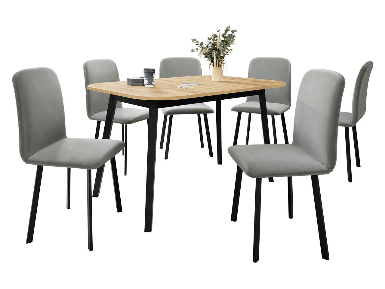 MIRJAN24 Essgruppe MB 2, (7er-Set, Tisch Deimos S + 6x Stühle Luke), Ausziehbarer