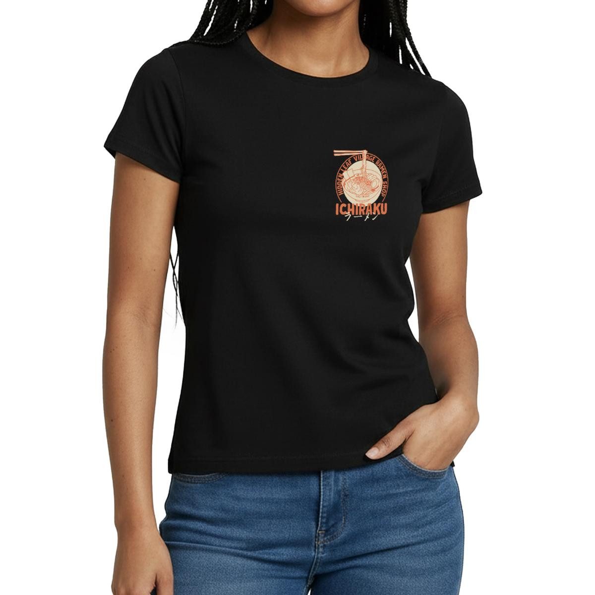 T-Shirt Naruto Ichiraku Hidden Leaf Village Ramen Logo Frauen T-Shirt