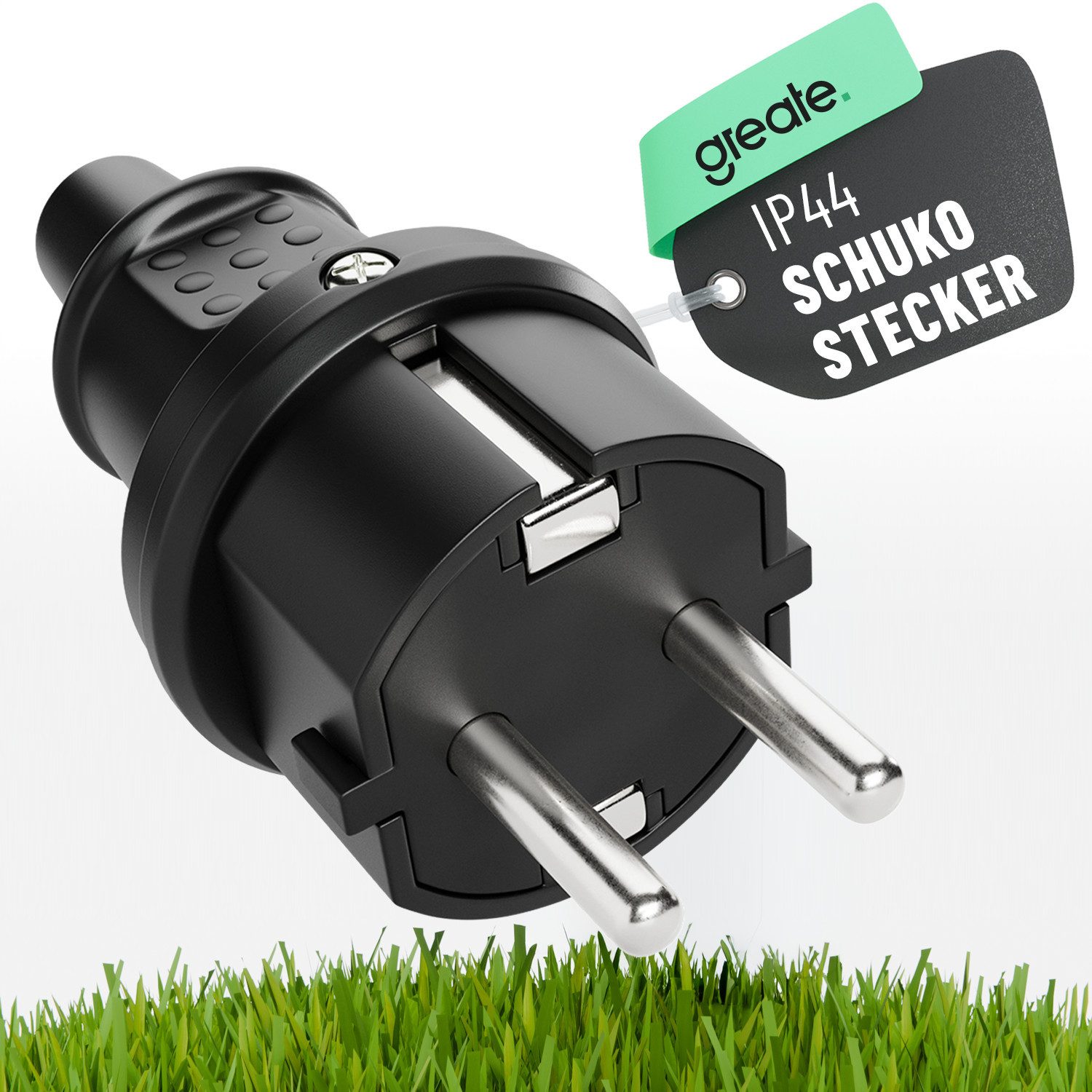 greate. Schuko-Stecker Schutzkontakt Stecker mit Knickschutz - Gummi Schutzkontaktstecker, (1-St)