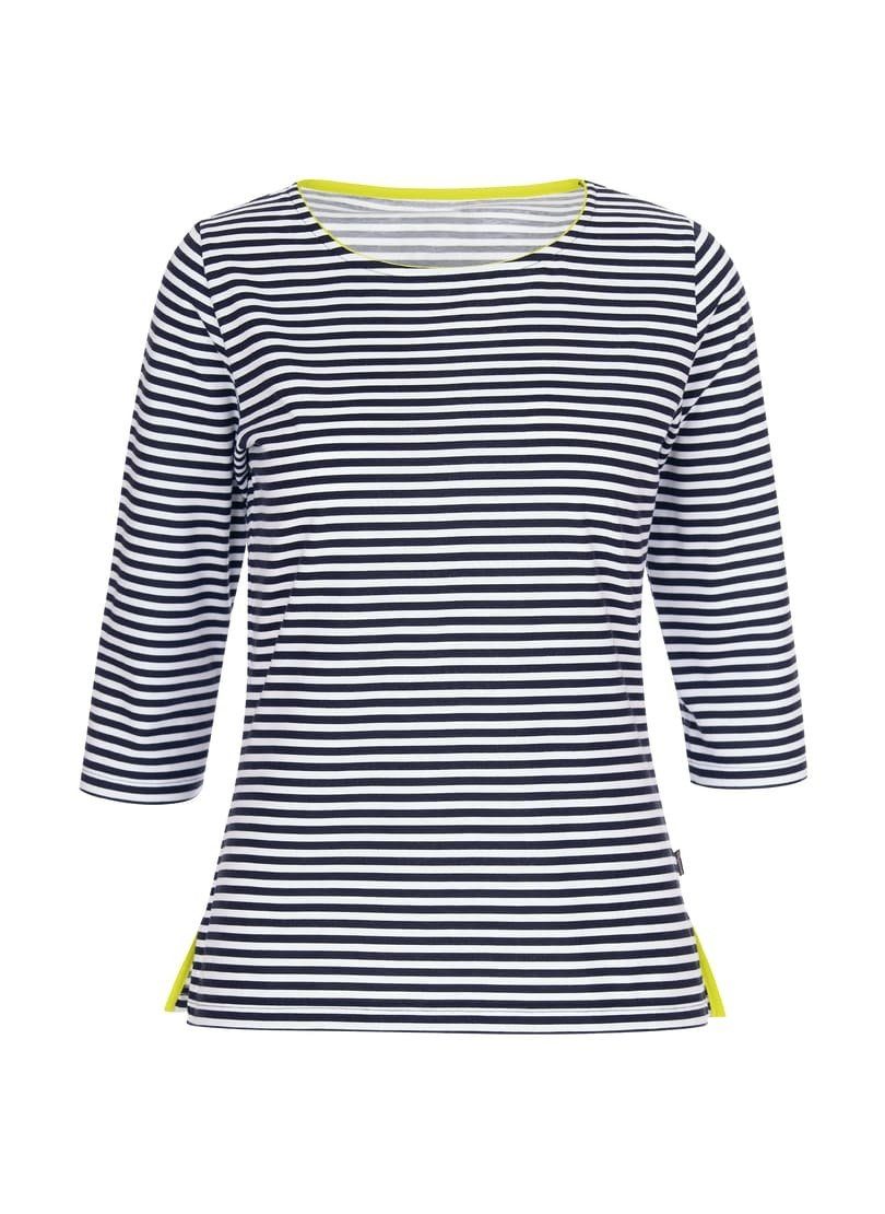 3/4-Arm Shirt TRIGEMA aus navy/bunt mit 100% Longsleeve Trigema Baumwolle