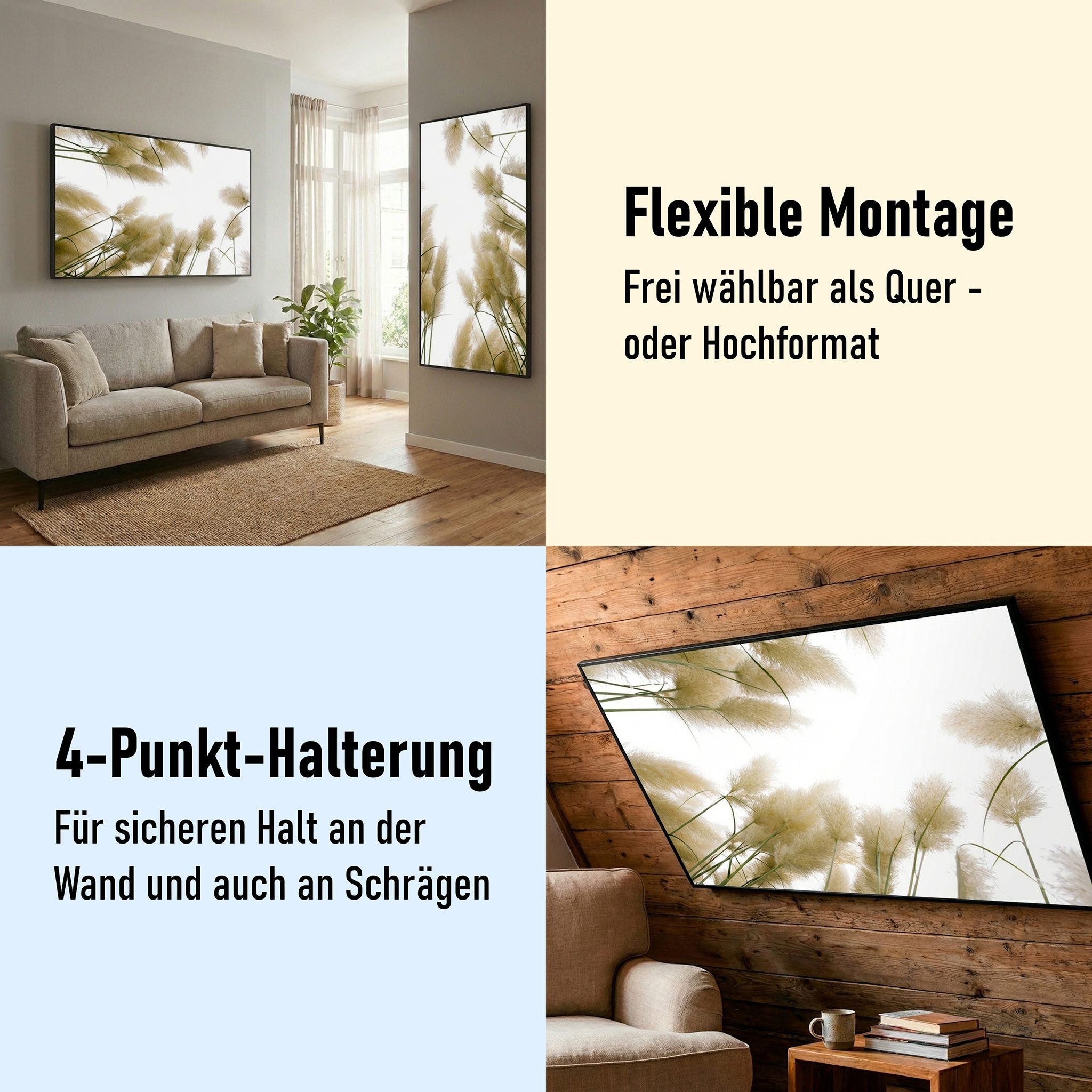 STEINFELD Heizsysteme Infrarotheizung Bild 1200W, 114x100cm, Made in Germany, 7 Jahre Garantie, mit Thermostat, Schwarz