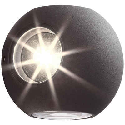 AEG LED Außen-Wandleuchte Gus, LED fest integriert, Warmweiß, Ø 10 cm, 4 x 3 W, 720 lm, IP54, Alu-Druckguss/Glas, anthrazit