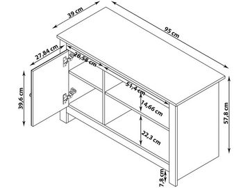loft24 Lowboard Eddie, mit 1 Tür und Kabeldurchführung, moderner Landhausstil, Fernsehschrank
