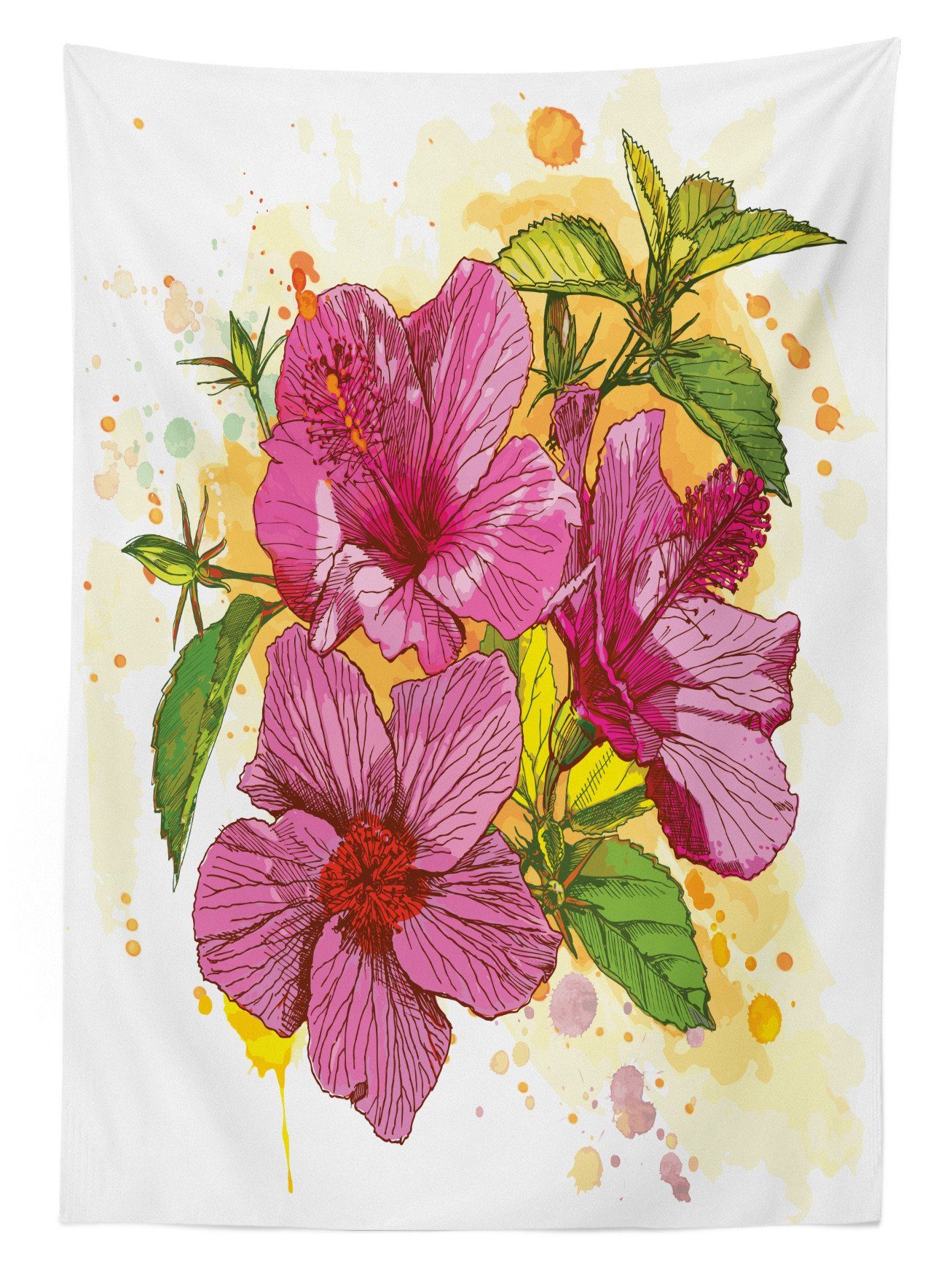 Abakuhaus Tischdecke Vibrant Farben, Blumen geeignet Bereich Für Hibiskus-Blume Außen Klare den Farbfest Waschbar