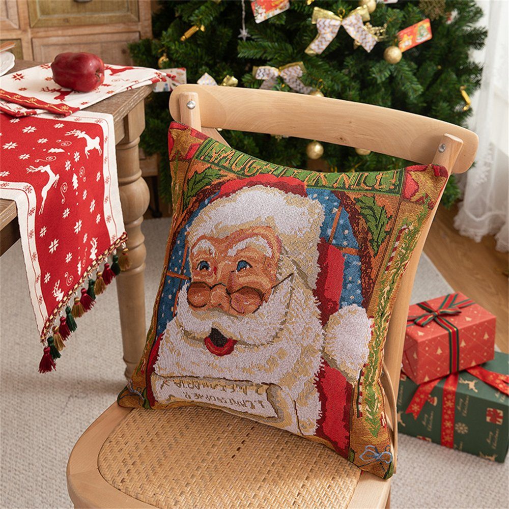 Kissenbezug Weihnachts-Kissenbezug, bedruckter Weihnachtsmann Deko-Kissenbezug, Rouemi, 45×45cm Grün