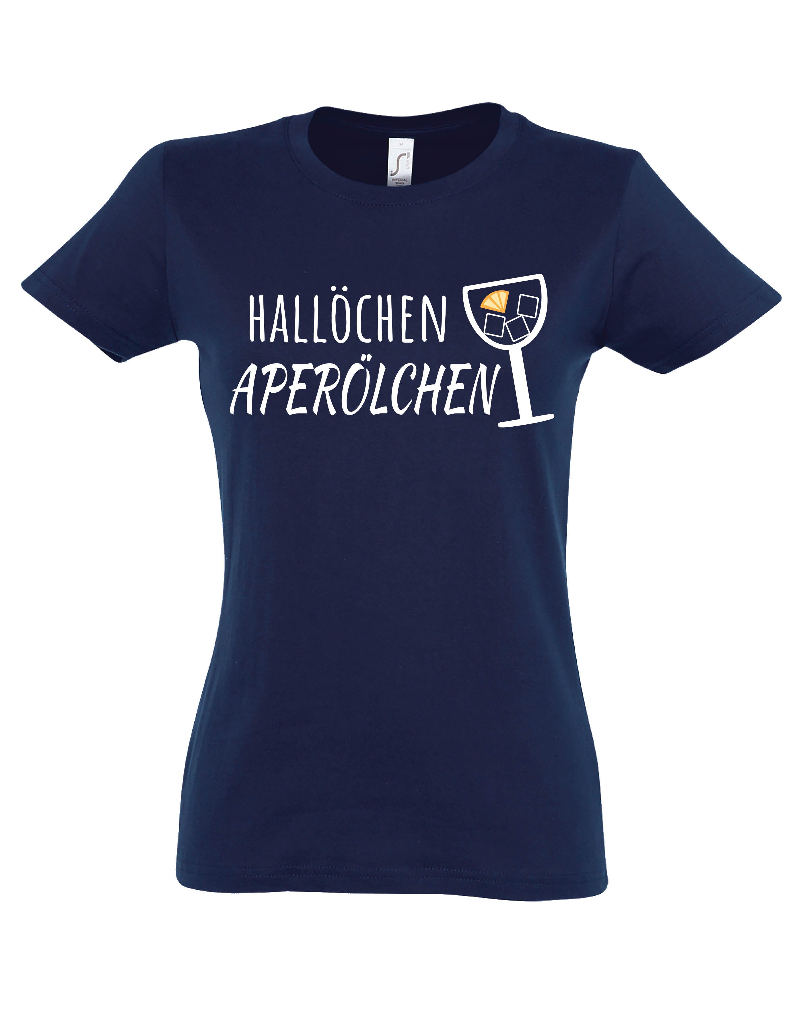 Print-Shirt "Hallöchen Aperölchen" Print Damen T-Shirt Statement Geschenk Frauen