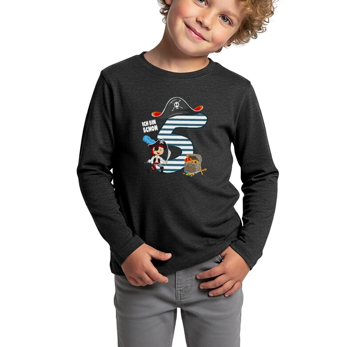 T-Shirt 5. Geburtstag Schon Ich Schon Bin Fünf Pirat Schatz Kinder Premium Lan