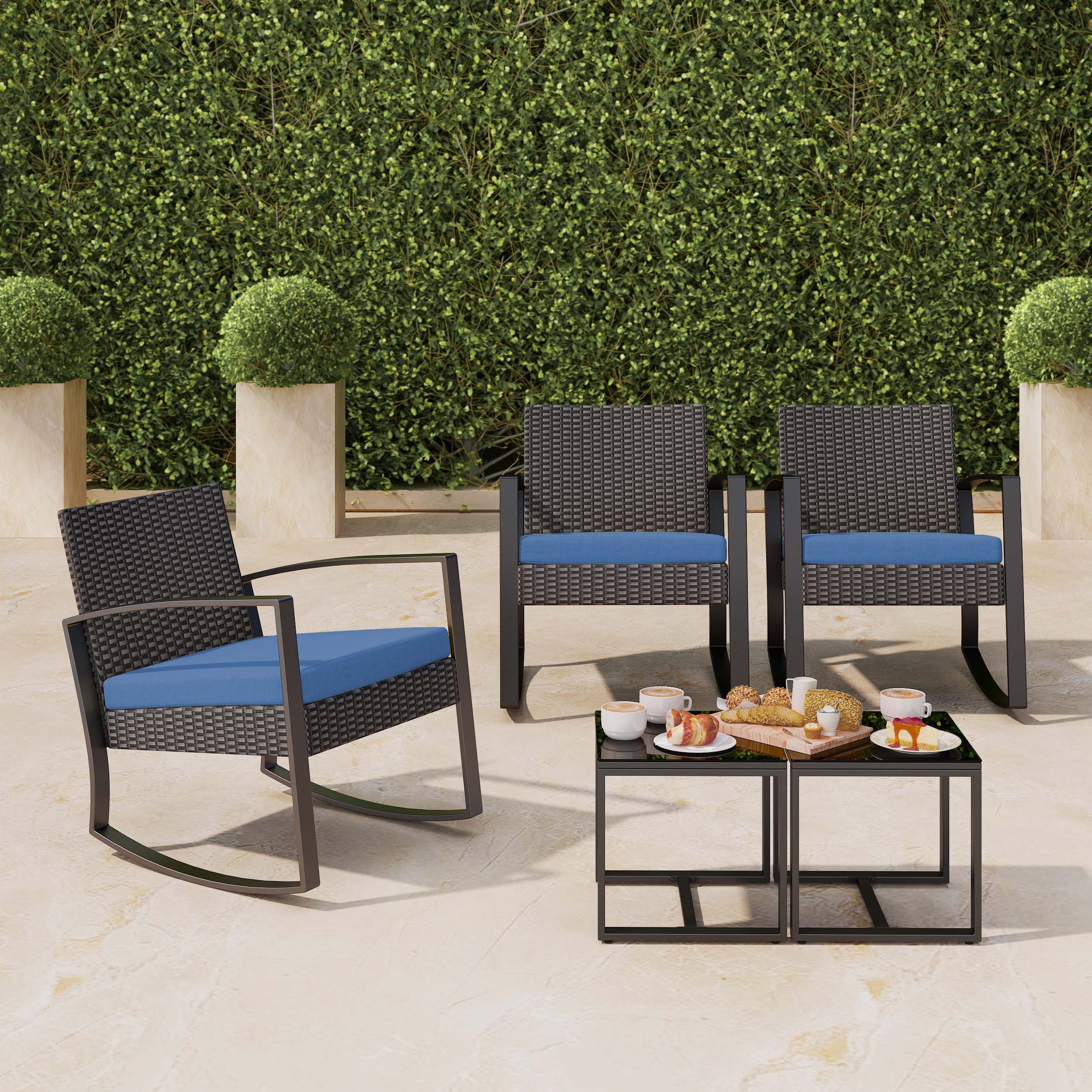 Bealife Balkonset Gartenlounge-Set, (3-tlg), 1 Tisch und 2 Stühle, Rattan G günstig online kaufen